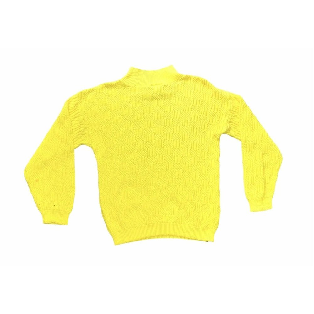 Vintage Turtle Neck Susan Melizan Lemon Yellow Sweater 100% Cotton Knit Large - Picture 1 of 5